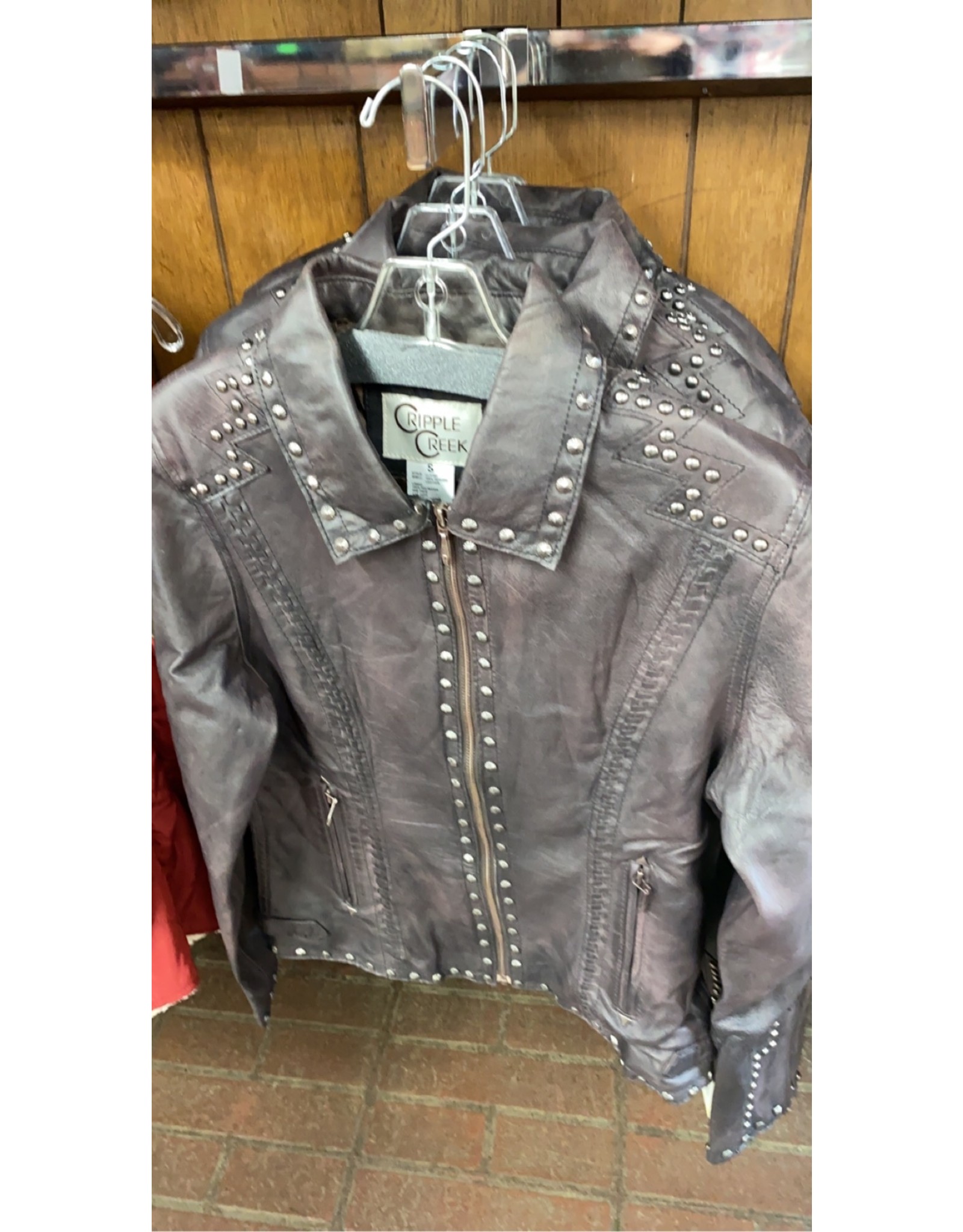 Cripple Creek Ladies Vintage Brandy Studded Leather Jacket LL21282-20