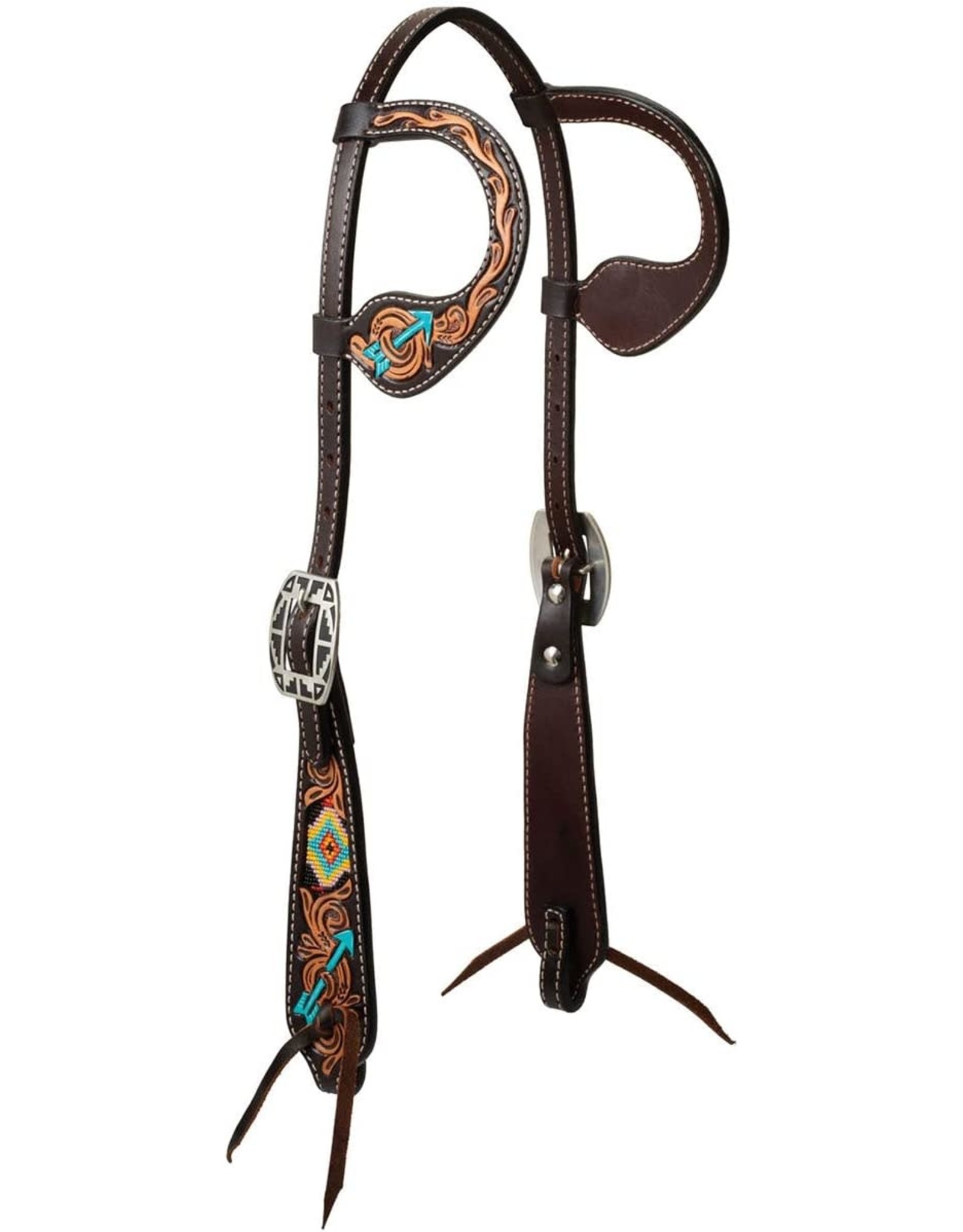 Weaver Turquoise Cross Navajo Arrow Double Ear Headstall 45000-01-05