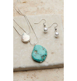 Silver Strike Silver Strike Double Strand Turquoise & Pearl Necklace Set D4500108