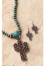 Silver Strike Silver Strike Cheetah Cactus Turquoise Necklace Set D450020633