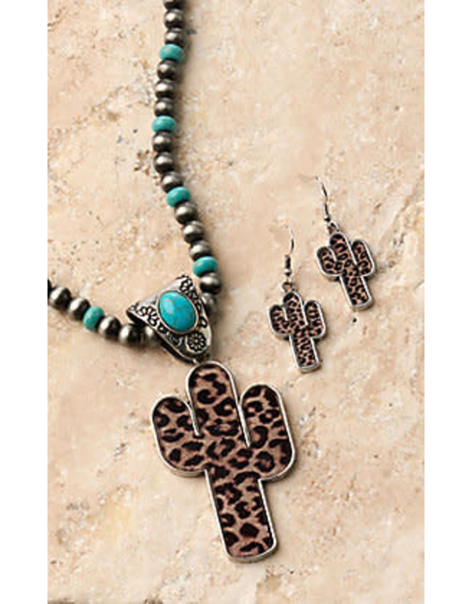 Silver Strike Silver Strike Cheetah Cactus Turquoise Necklace Set D450020633