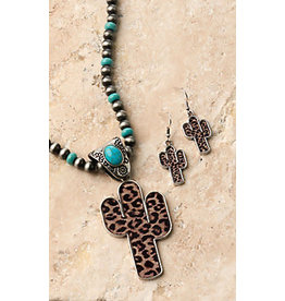 Silver Strike Silver Strike Cheetah Cactus Turquoise Necklace Set D450020633