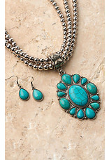 Silver Strike Silver Strike Concho Turquoise Necklace Set D4500200