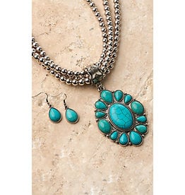 Silver Strike Silver Strike Concho Turquoise Necklace Set D4500200