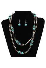 Blazin Roxx Blazin Roxx Double Strand Beaded Turquoise Necklace Set 30427