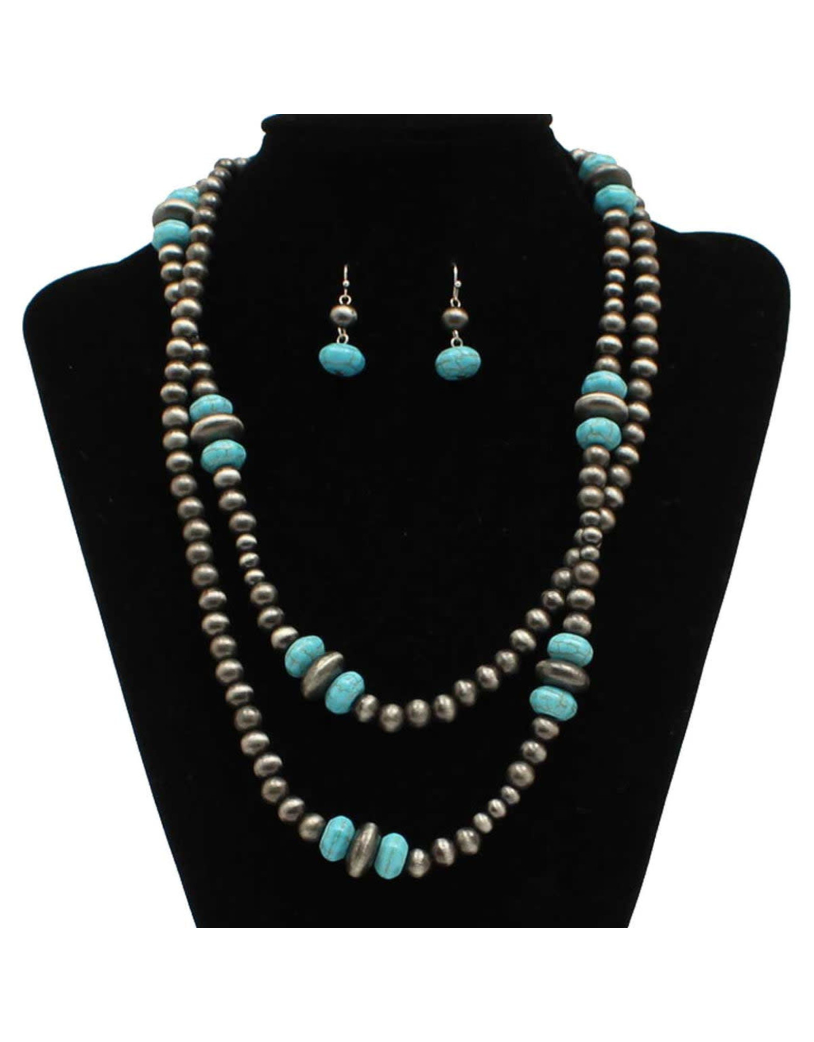 Blazin Roxx Blazin Roxx Double Strand Beaded Turquoise Necklace Set 30427