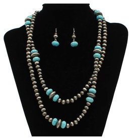 Blazin Roxx Blazin Roxx Double Strand Beaded Turquoise Necklace Set 30427