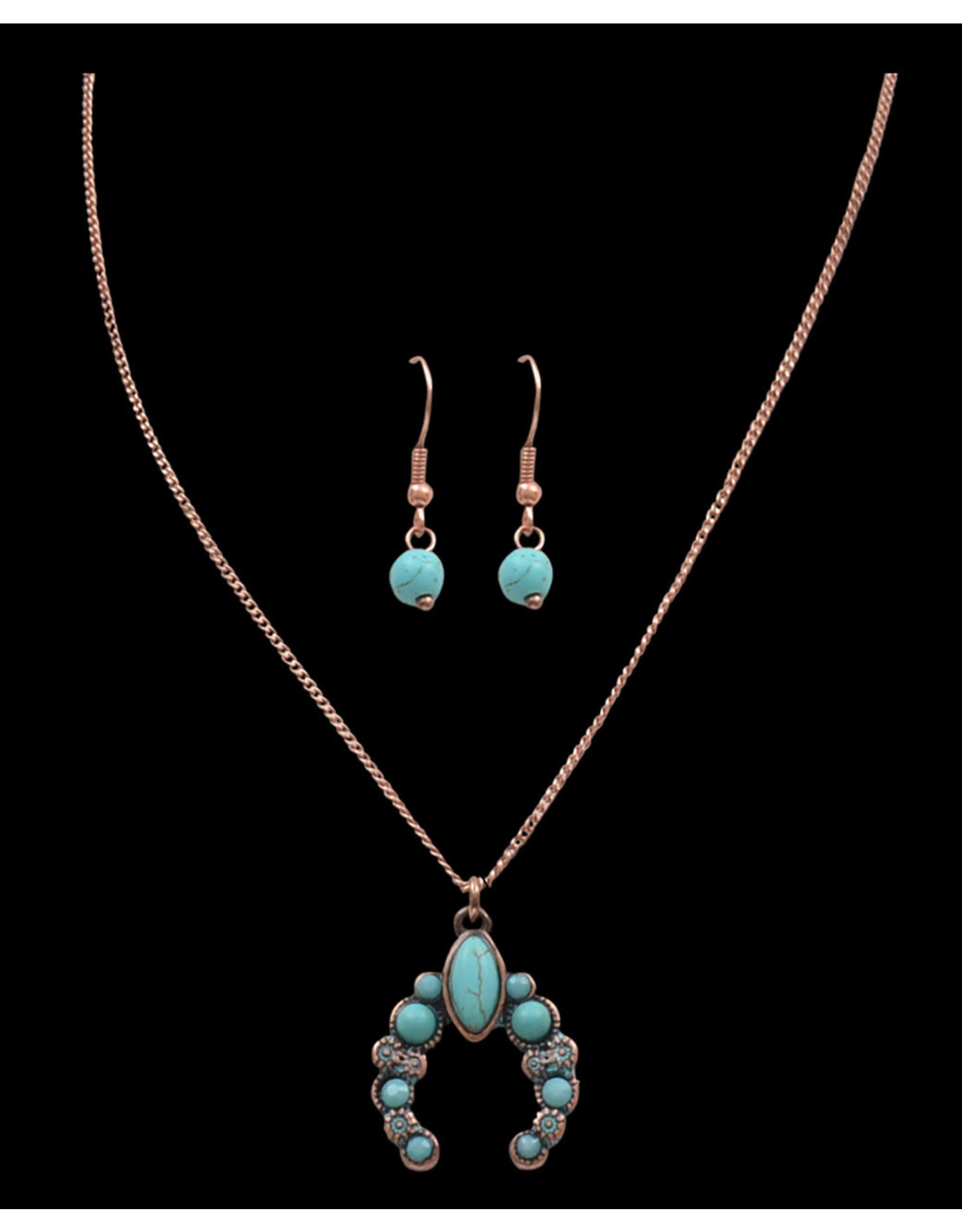 Silver Strike Silver Strike Patina Turquoise Tiny Squash Necklace Set DNE0736PCTQ C/O