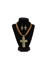 Blazin Roxx Blazin Roxx Patinaed Cross Necklace Set 30945