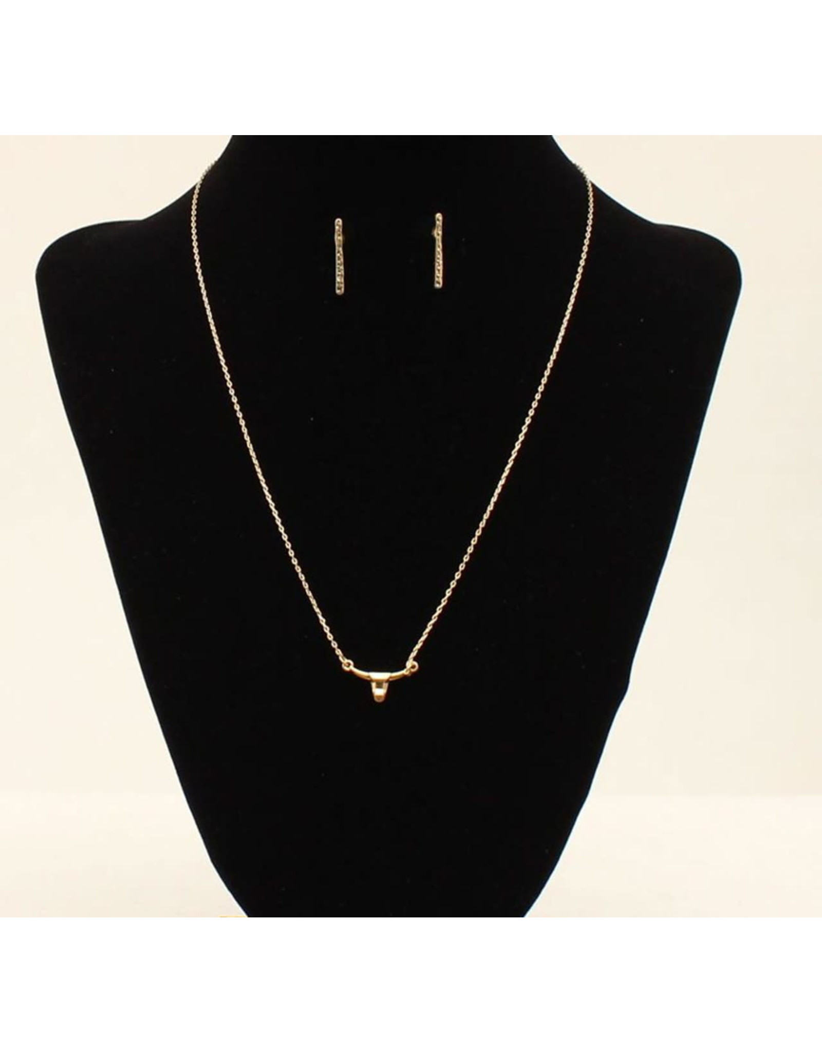 Blazin Roxx Blazin Roxx Gold Longhorn Necklace Set 30990