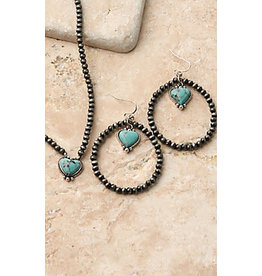 Blazin Roxx Silver Strike Turquoise Heart Necklace Set D450021133