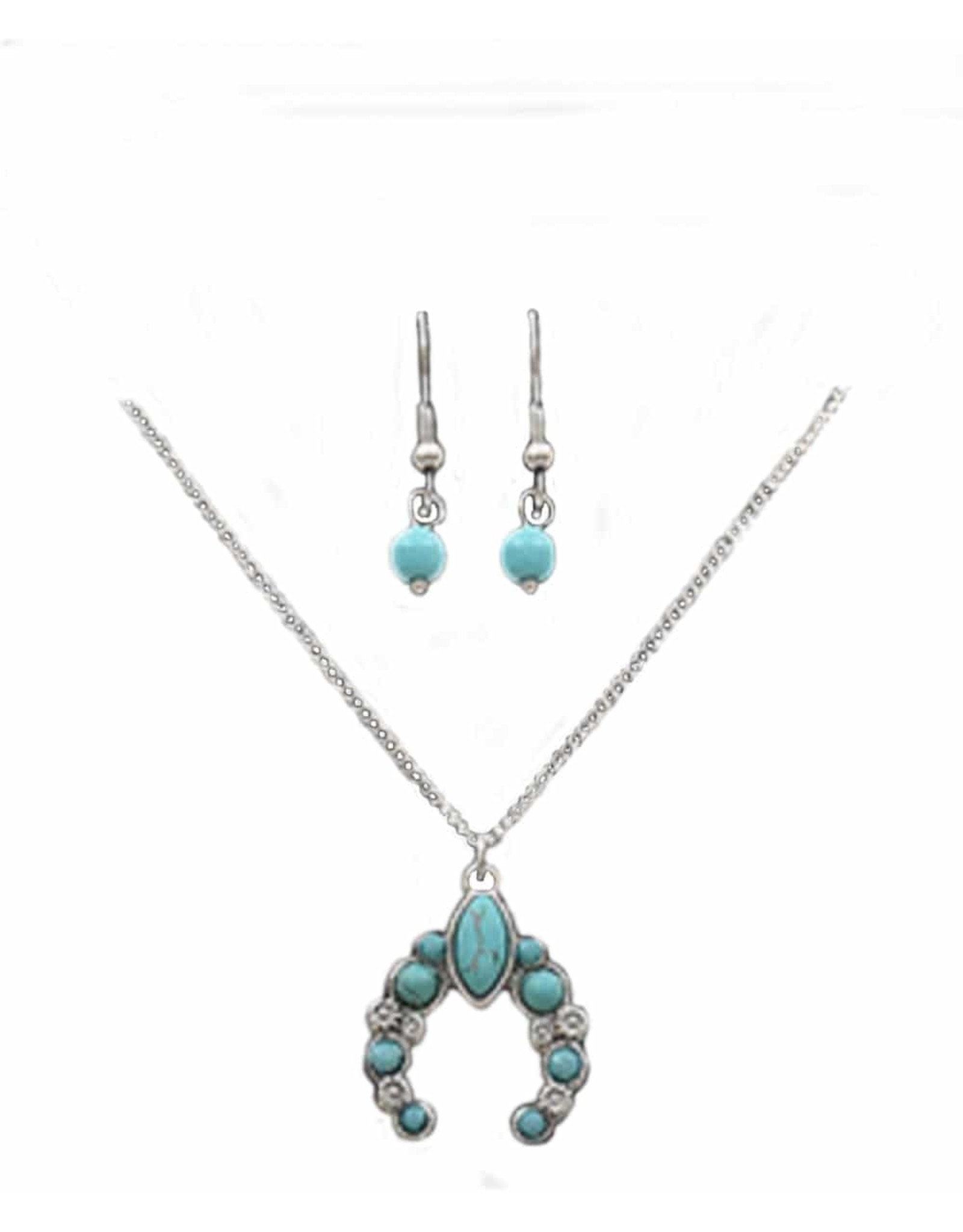 Silver Strike Silver Strike Turquoise/Silver DNE0736SBTQ Squash Blossom Necklace