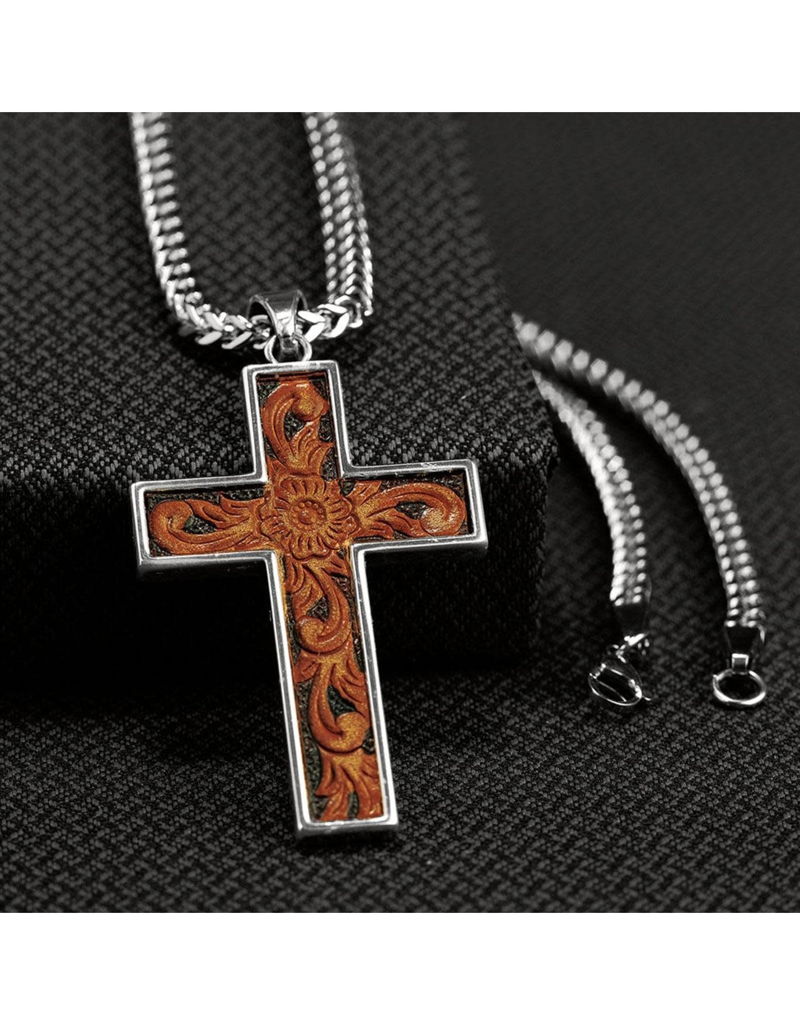 Twister Twister Tooled Leather Cross Necklace 32104