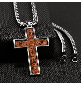 Twister Twister Tooled Leather Cross Necklace 32104