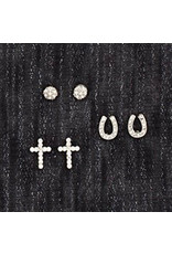 Silver Strike Silver Strike Crystal Cross Stud Earring Set D4600116
