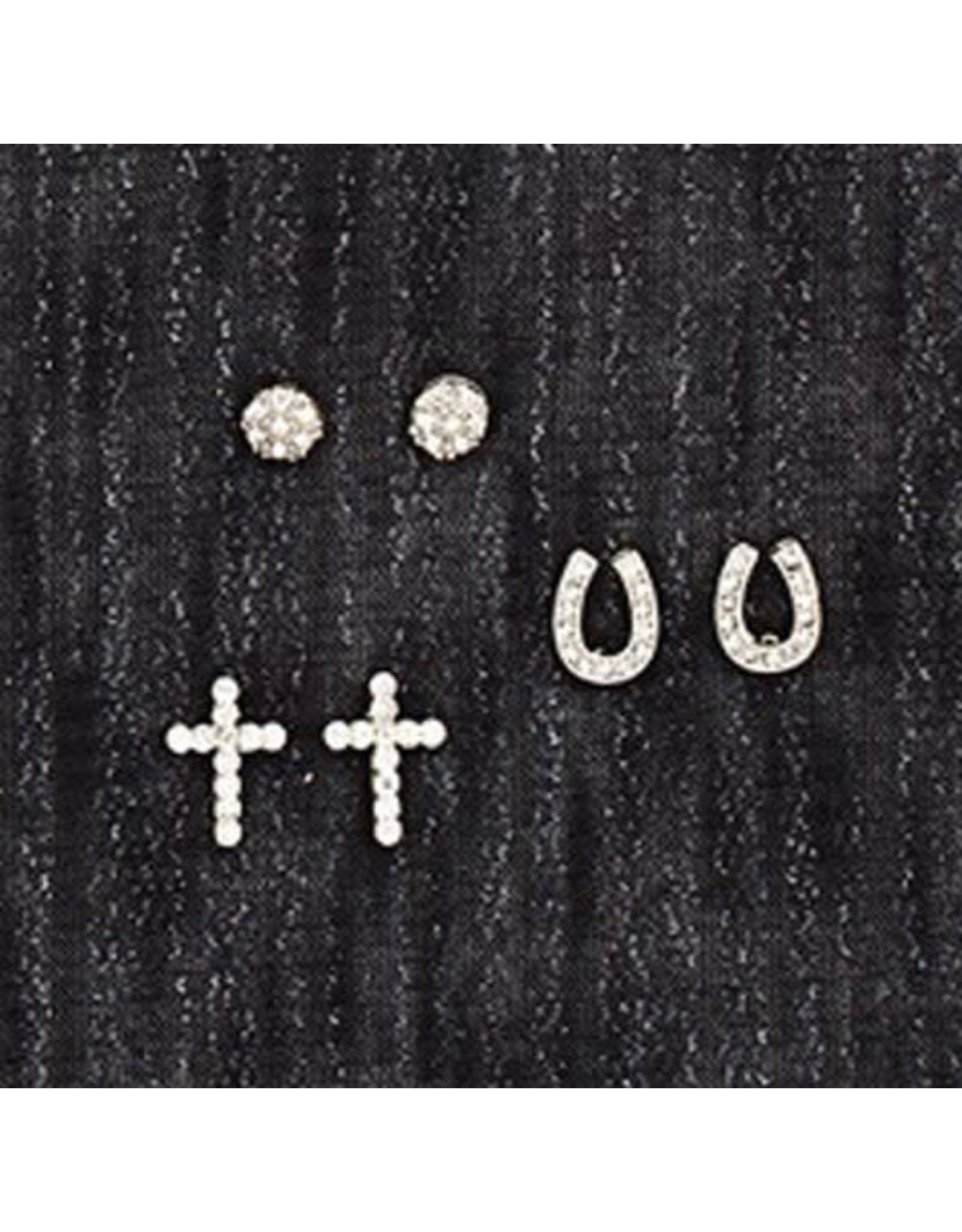 Silver Strike Silver Strike Crystal Cross Stud Earring Set D4600116