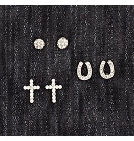 Silver Strike Silver Strike Crystal Cross Stud Earring Set D4600116