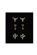 Silver Strike Blazin Roxx Arrow/Steerhead Stud Earring Set 30959