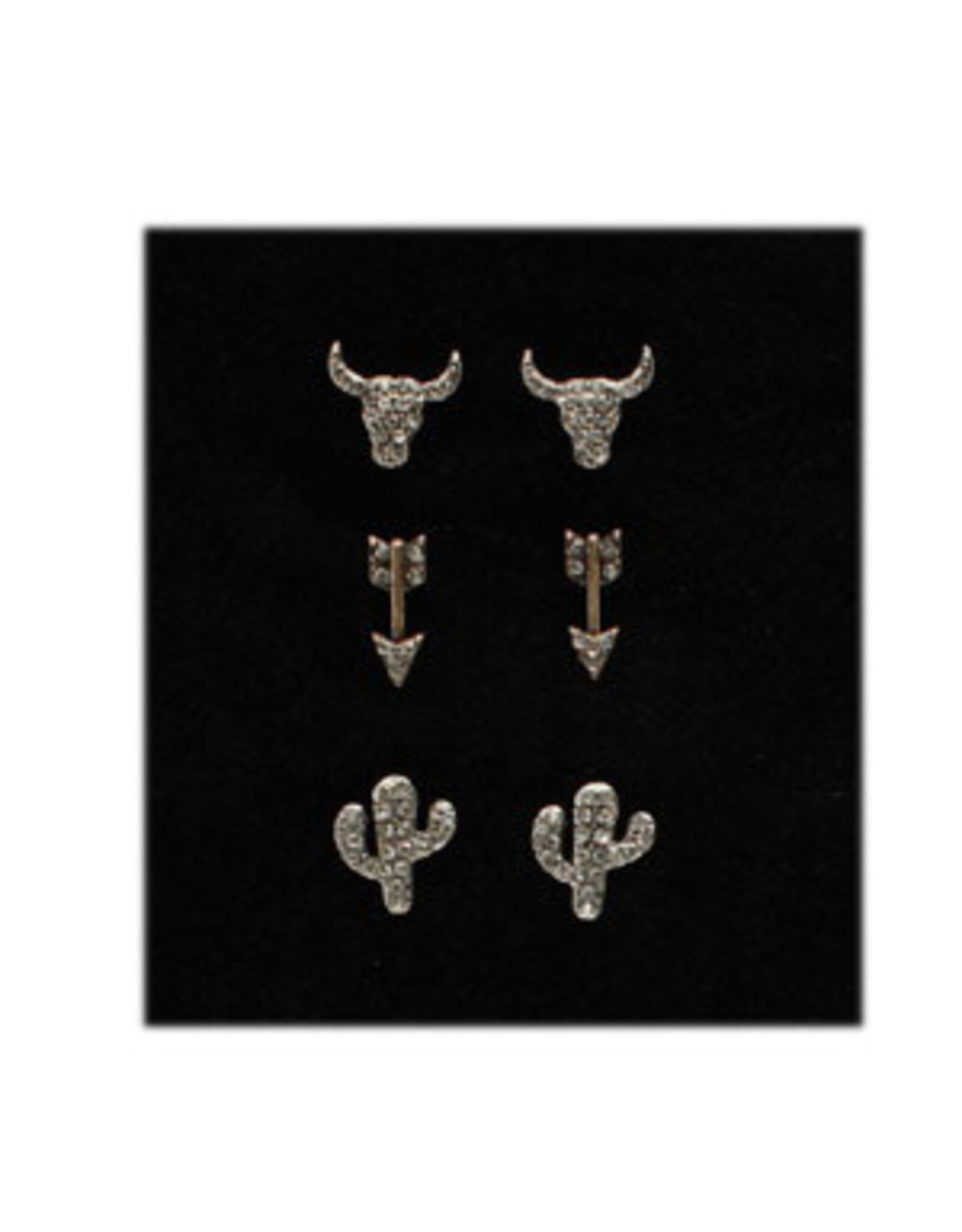 Silver Strike Blazin Roxx Arrow/Steerhead Stud Earring Set 30959