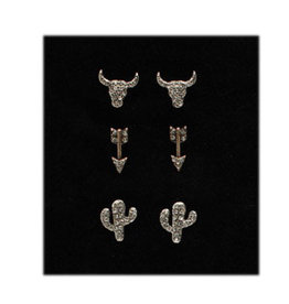 Silver Strike Blazin Roxx Arrow/Steerhead Stud Earring Set 30959