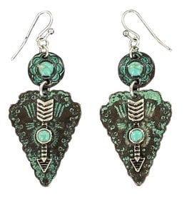 Blazin Roxx Blazin Roxx Patinaed Arrowhead Earrings 29099