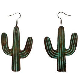 Blazin Roxx Blazin Roxx Patinaed Large Cactus Earrings 29176