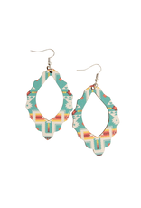 Blazin Roxx Silver Strike Oval Wooden Aztec Earrings D4600102