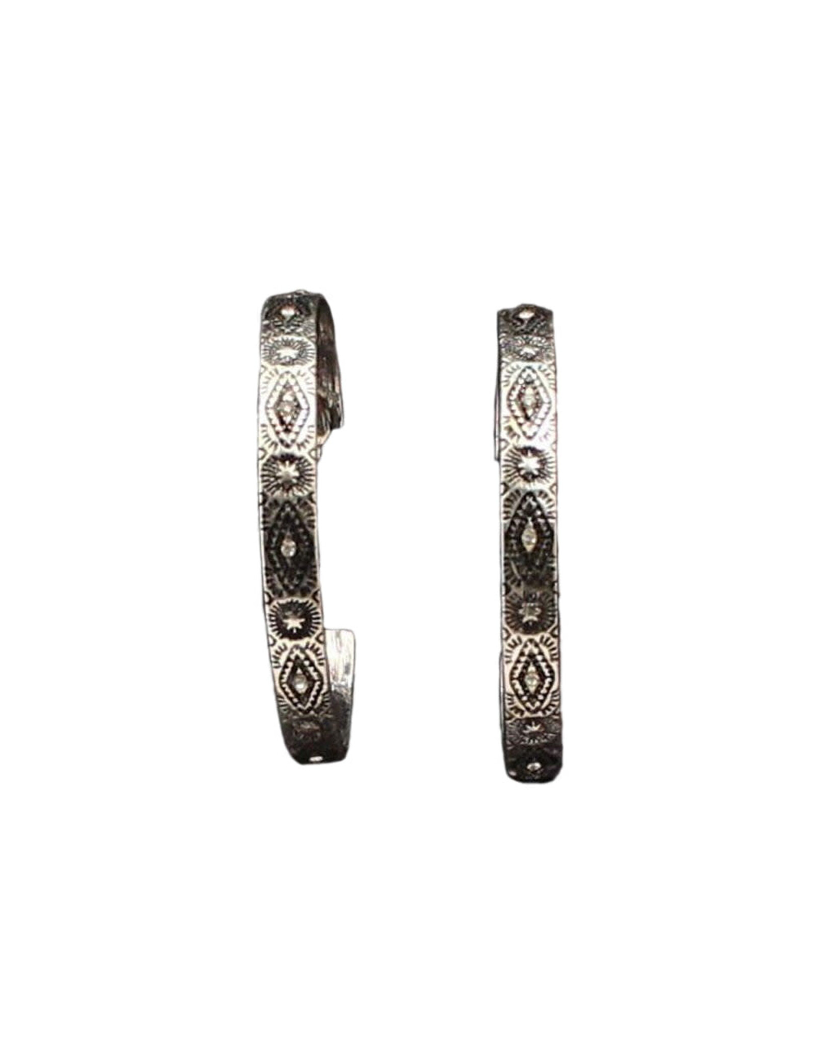 Silver Strike Silver Strike Stamped Aztec Silver Hoop Earrings DE386SBCL