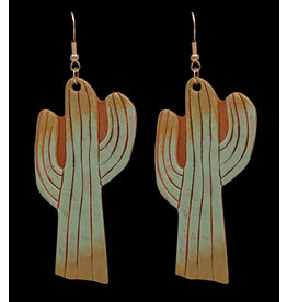 Silver Strike Silver Strike Green Cactus Leather Earrings DE0564GR