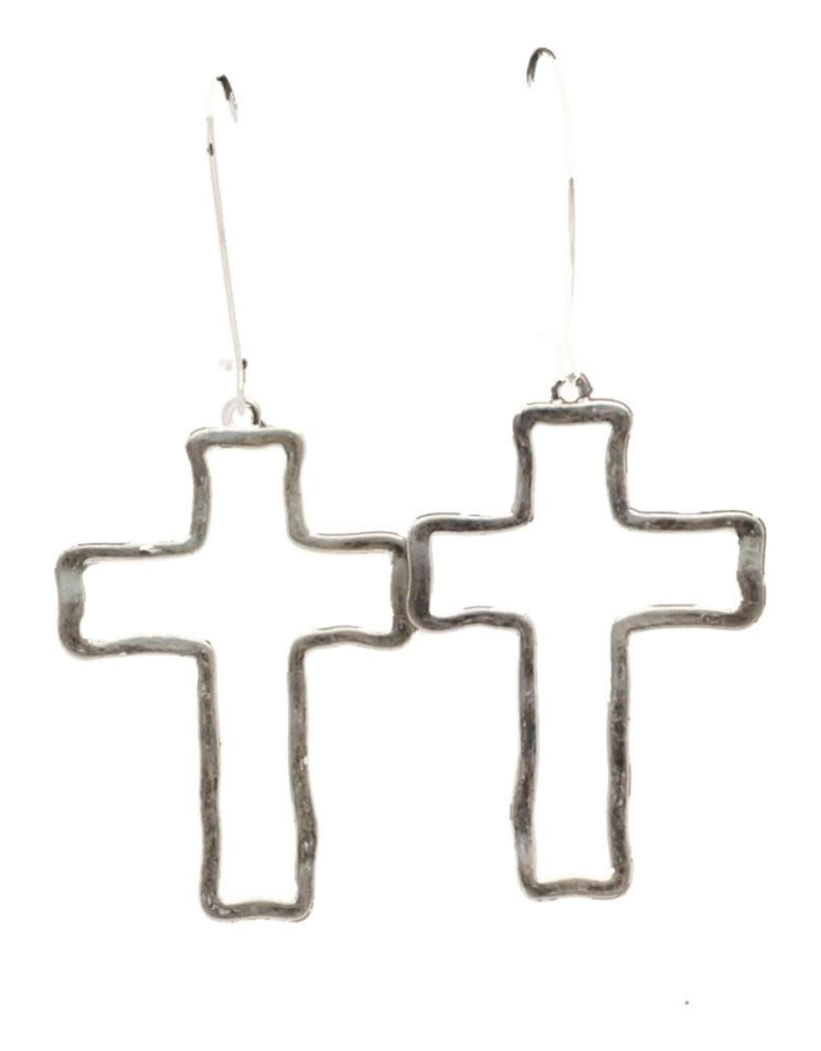 Silver Strike Silver Strike Cross Outline Earrings D4600115