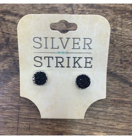 Silver Strike Silver Strike Black Druzy Stud Earrings DE309BK
