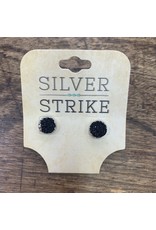 Silver Strike Silver Strike Black Druzy Stud Earrings DE309BK