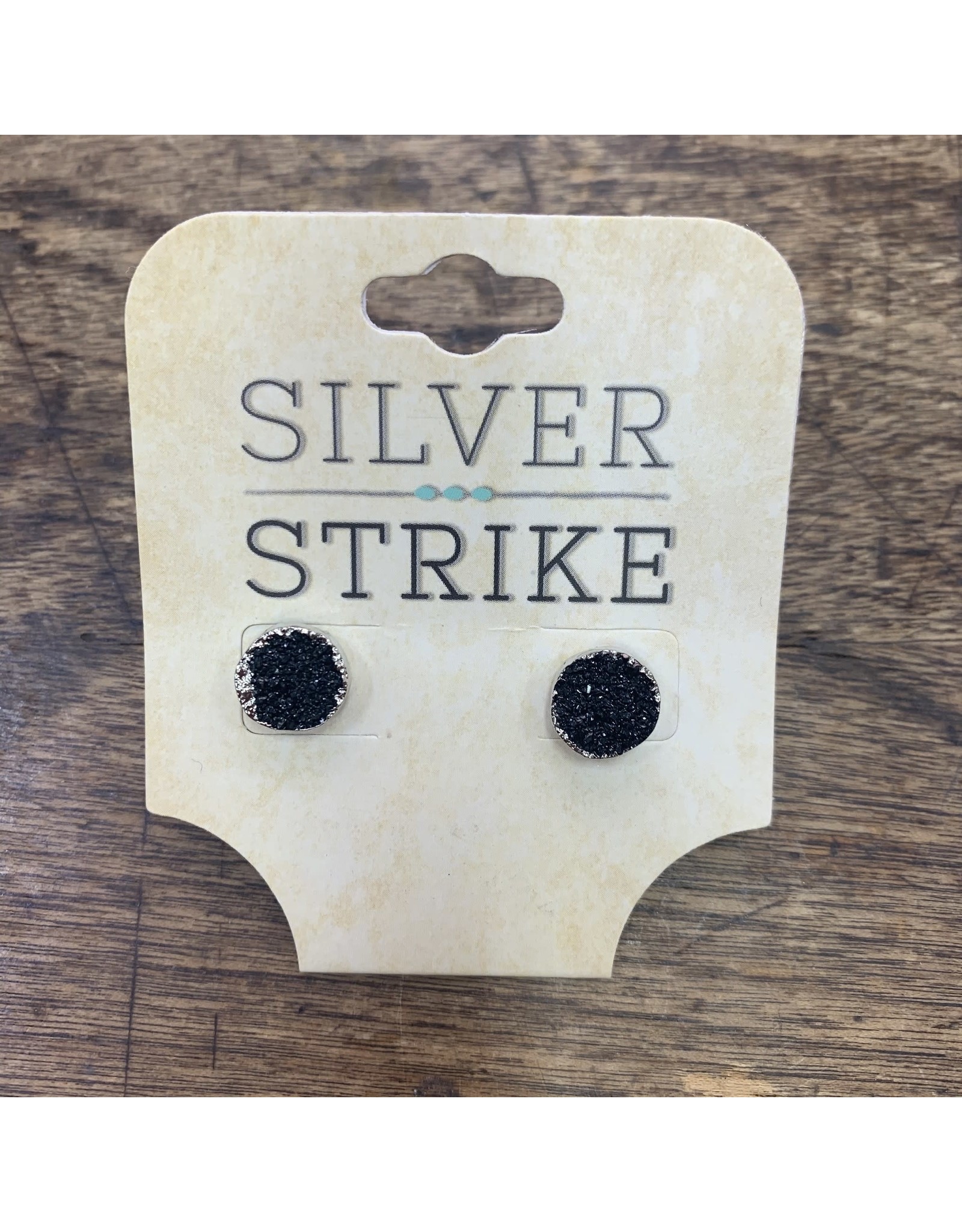 Silver Strike Silver Strike Black Druzy Stud Earrings DE309BK