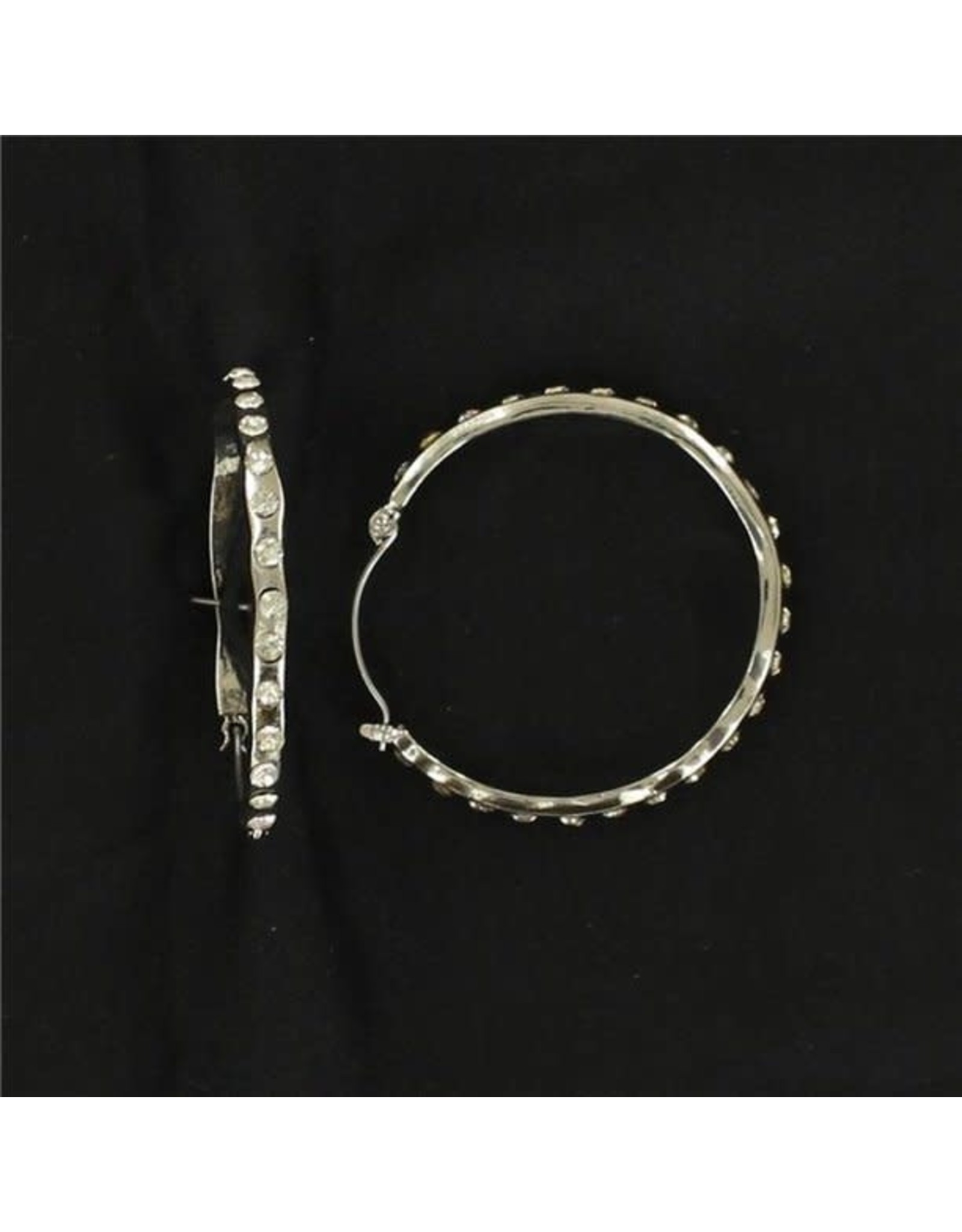 Blazin Roxx Blazin Roxx Rhinestone Hammered Hoop Earrings 30326