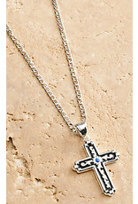 Silver Strike Silver Strike Men's Sapphire Cross Necklace DN130