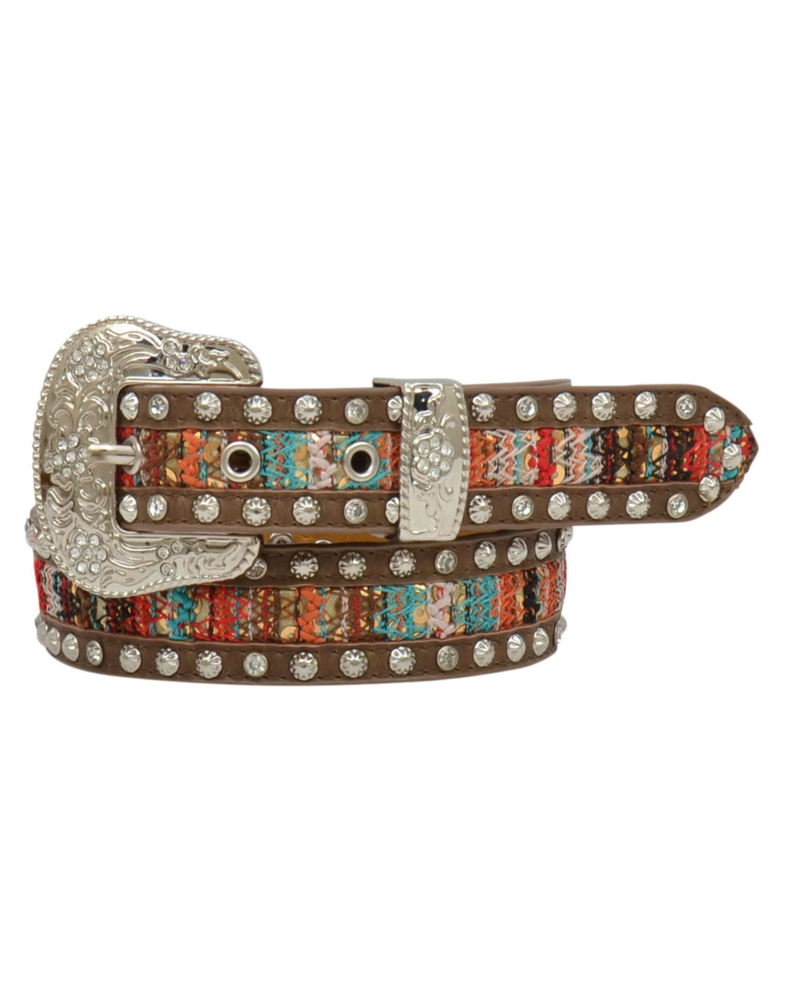 Angel Ranch Angel Ranch Multicolor Woven Inlay Brown Kids Belt DA6202