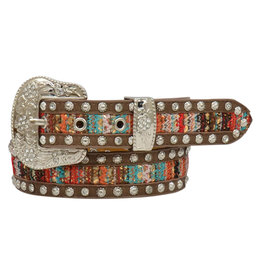 Angel Ranch Angel Ranch Multicolor Woven Inlay Brown Kids Belt DA6202