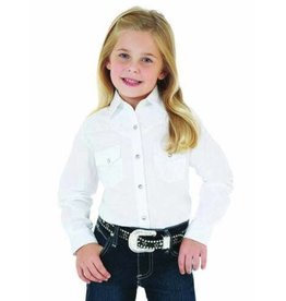 Wrangler Wrangler Girl's White Pearl Snap GW7001W Long Sleeve Shirt