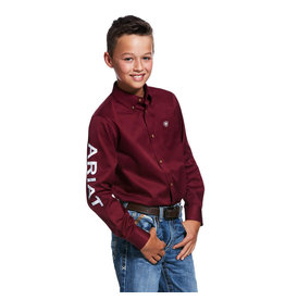 Ariat Ariat Kids Team Logo Button Up 10030163 Burgundy Western Shirt