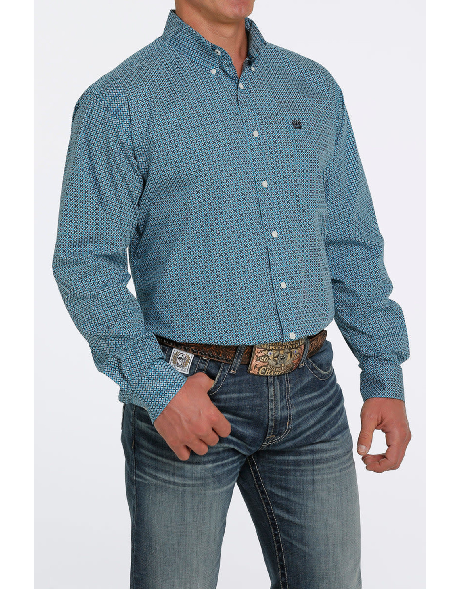 Cinch Men's Turquoise Geo Print MTW1105440 Button Down Shirt