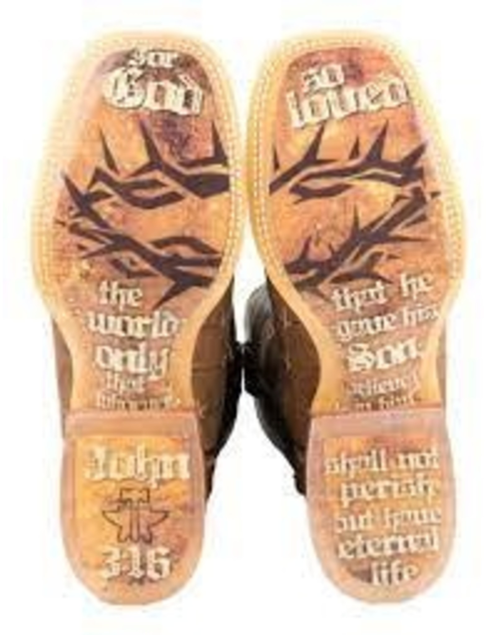 Tin Haul Mens The Gospel John 3:16 Outsole Western Boots 14-020-0077-0426 TA