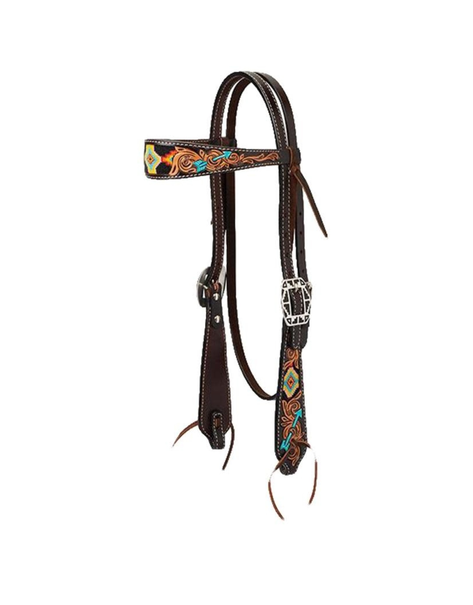Weaver Turquoise Cross Navajo Beaded Headstall Browband 45000-01-00
