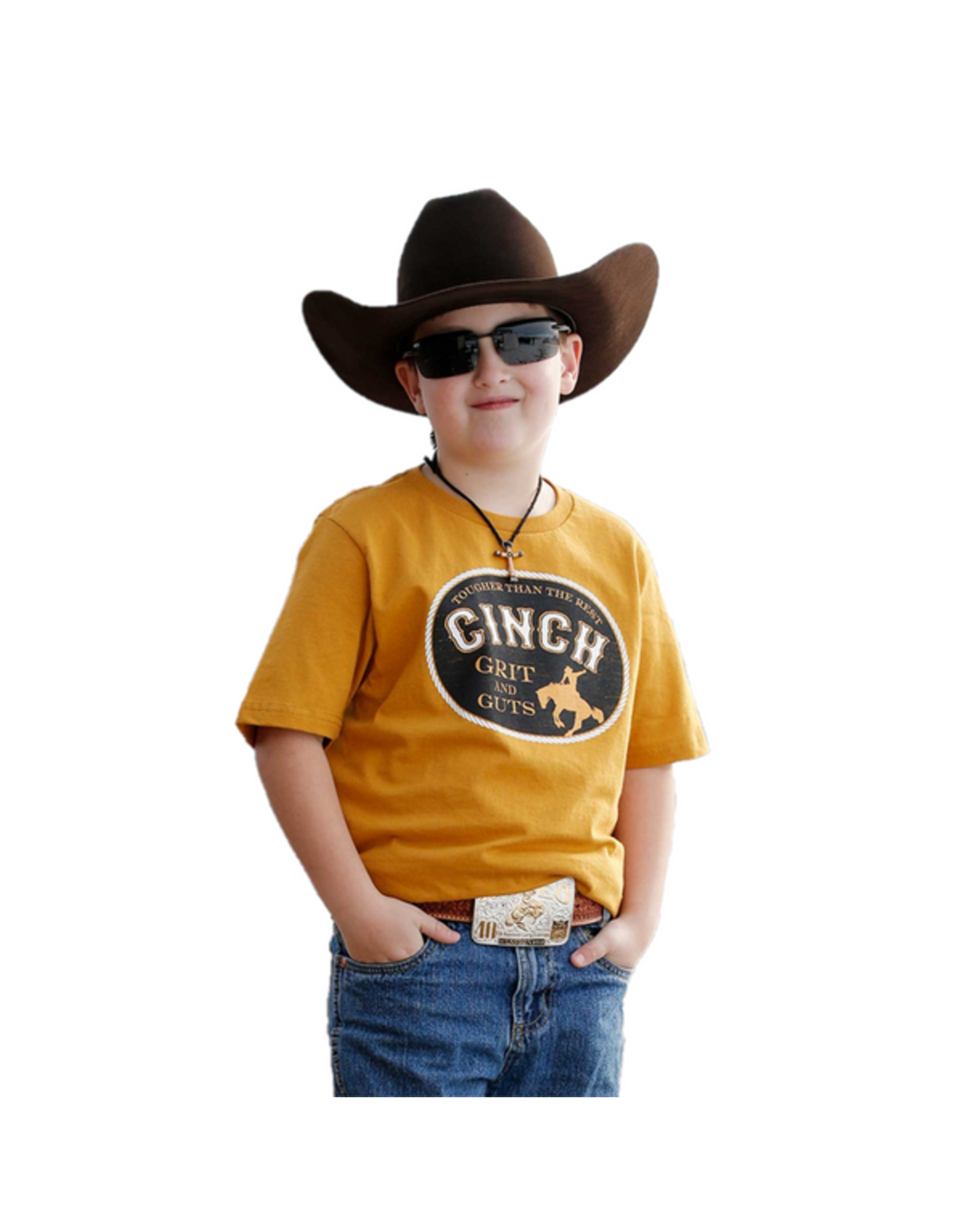 Cinch Cinch Boy’s Gold Grit and Guts MTT7670122 Logo Tee