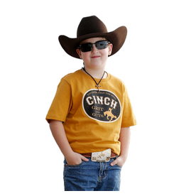 Cinch Cinch Boy’s Gold Grit and Guts MTT7670122 Logo Tee
