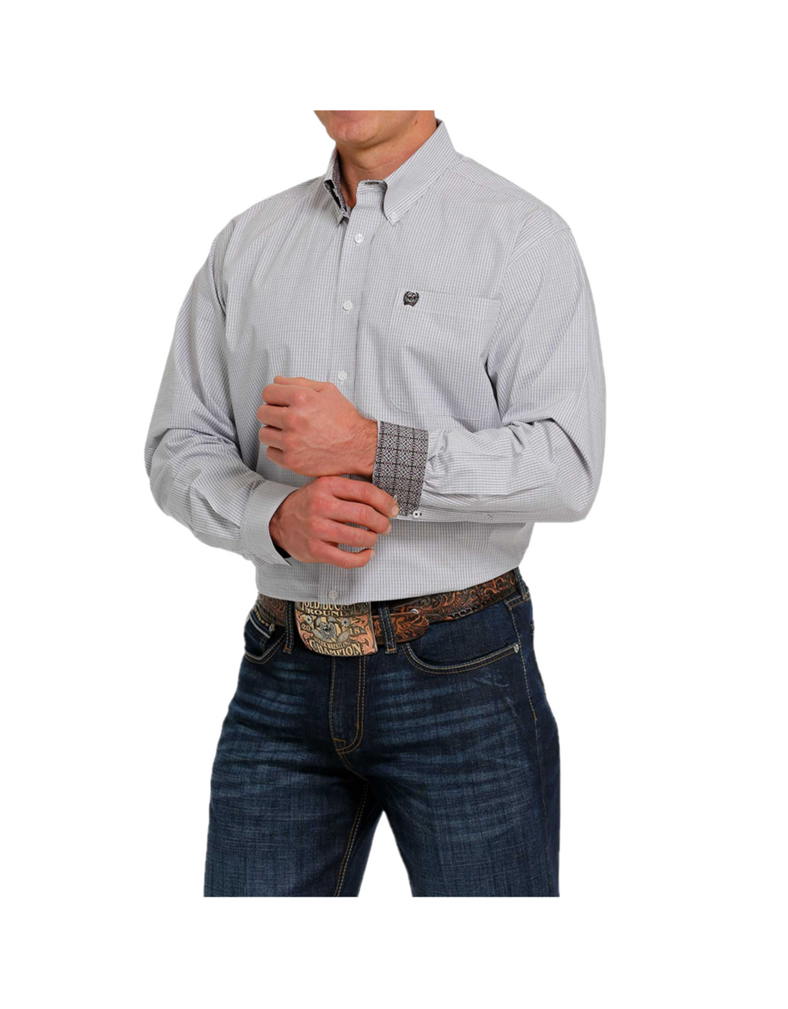 Cinch Men's Classic Fit  MTW1105479 White Western Button Up Shirt