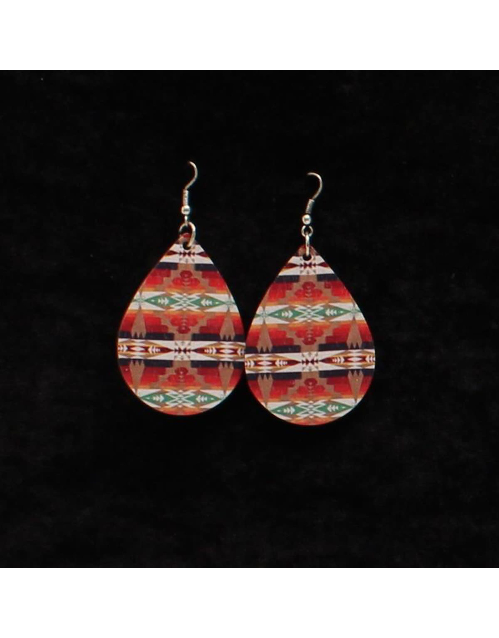 Silver Strike Silver Strike Red Aztec Wood Earrings D4600103
