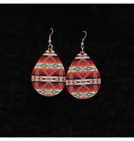 Silver Strike Silver Strike Red Aztec Wood Earrings D4600103