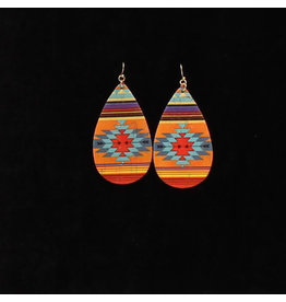 Silver Strike Orange Teardrop Aztec Earrings D460013597