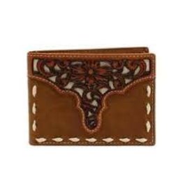 Ariat Ariat Passcase Cognac Inlay Floral Tooled A3547344 Bifold Wallet