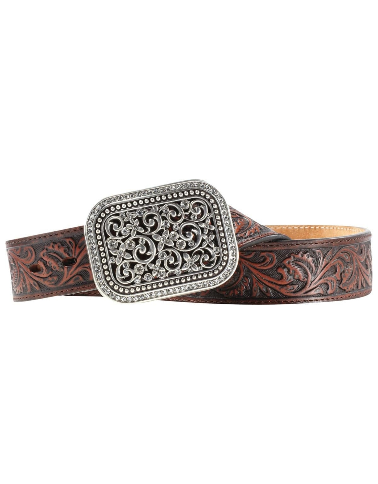 Ariat Ariat Women’s Brown Tooled w/ Bling Buckle Belt A10006957